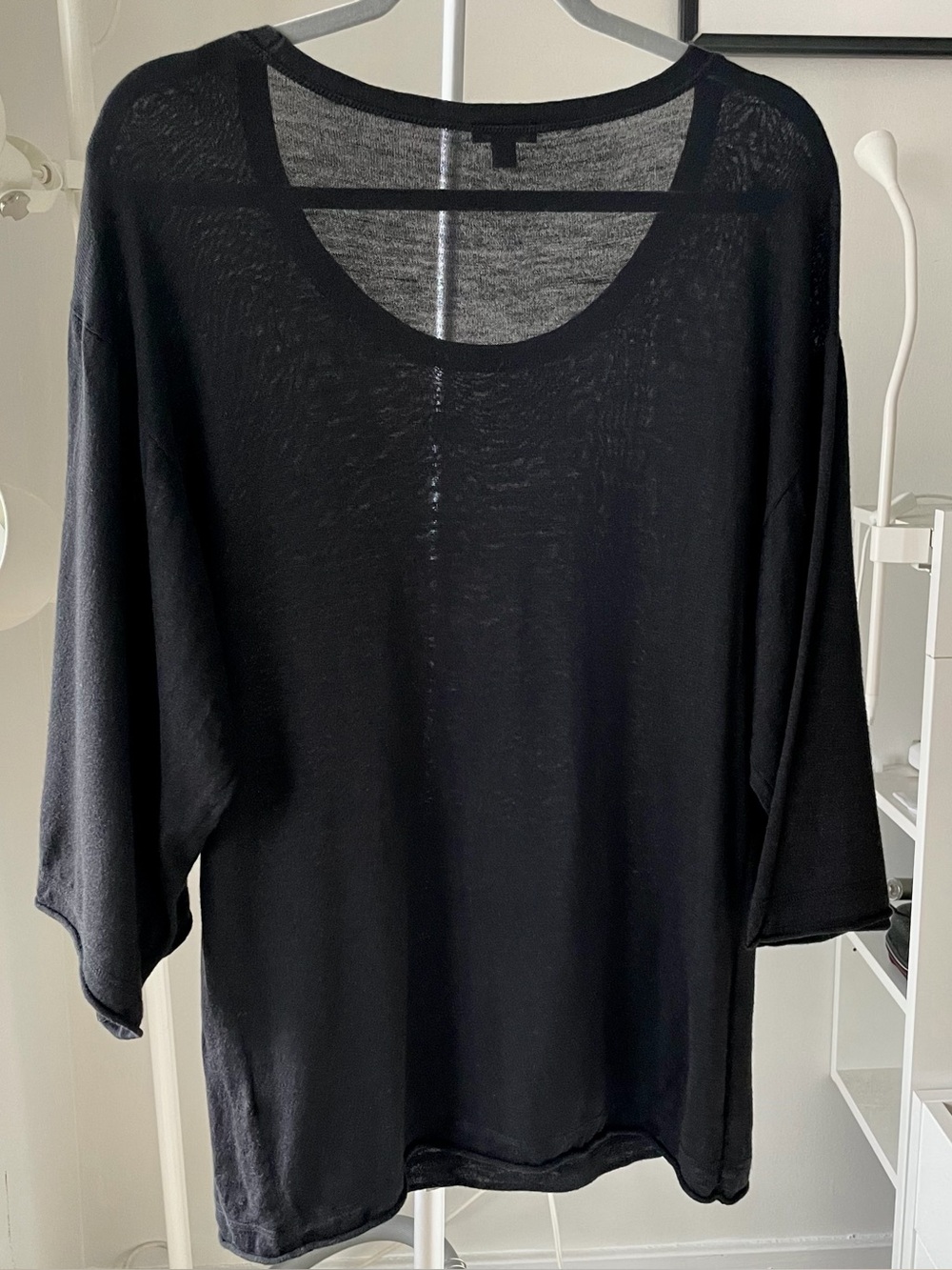 J. Jill Black Linen Blend Scoop Neck Longline Tunic XS - Picture 2 of 3